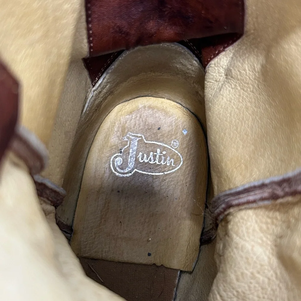 Justin 3163 Jackson 10” Classic Roper Chestnut Marbled Western Cowboy Boots 12D_11